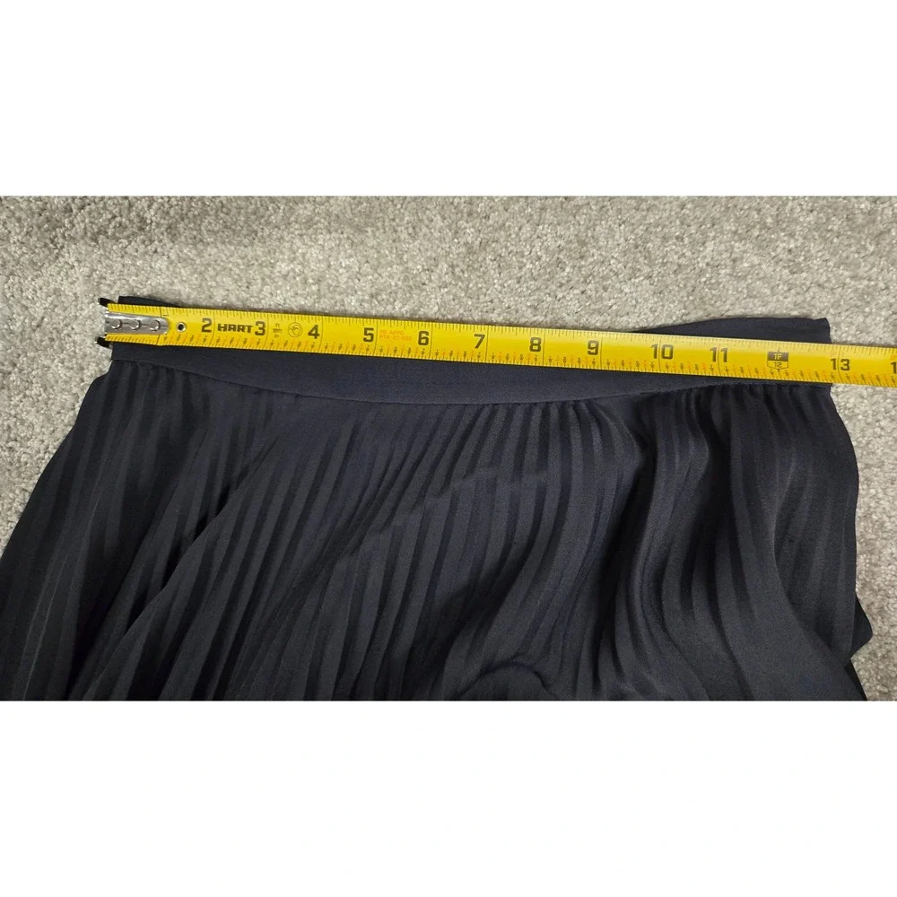 Tory Burch Navy Blue Pleated Midi Skirt Accordion High Waist Professional Size 2